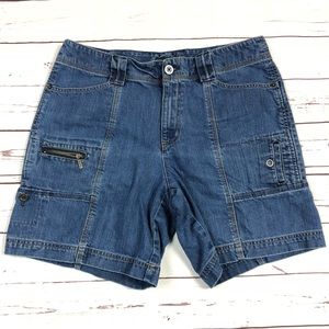 Eddie Bauer denim cargo shorts mercer fit
